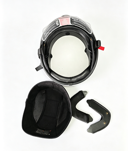 Casque ouvert rétro américain à rayures blanches et rouges, demi-casque léger et confortable avec visière pour moto et scooter - Product Image 5