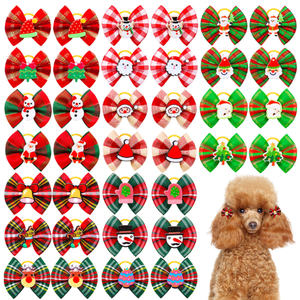 Fiocchi colorati all'ingrosso per toelettatura per animali domestici fiocco floreale per cuccioli di cane con elastico - Product Image 2