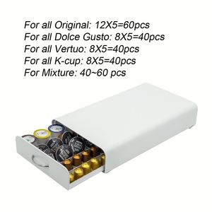 Household Metal White Coffee <b>Pod</b> <b>Stand</b> 40 to 60 Pcs High Capacity <b>Nespresso</b> Capsule Mixture Holder Drawer - Product Image 4