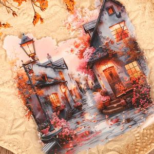 JAI IMAN 10 feuilles d'autocollants décoratifs autocollants en PET de grande taille, style aquarelle vintage, motif <span class=keywords><strong>parc</strong></span> de cerisiers en fleurs - Product Image 3