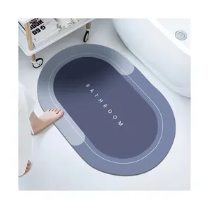 Oval Square Bath banheiro tapete anti antiderrapante absorvente de água chão chuveiro tapetes de borracha Porta Mat Tapete Crystal Velvet Mats