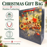 Sacs en papier de Noël avec votre propre logo, sacs shopping personnalisés en carton blanc avec poignées pour emballages cadeaux de fêtes