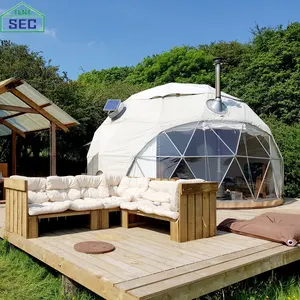 2023 Good quality big igloo garden tents glamping geodesic dome house tents with prefab bathroom