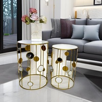 Ensemble de tables basses en métal Lander, 2 pièces, or, fer luxueux, écologique, moderne, américain, personnalisé, décoration intérieure, salon, chambre à coucher