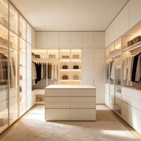 Système de rangement sur mesure pour chambre à coucher, armoire moderne de luxe écologique avec portes vitrées, dressing intégré pour mobilier de villa