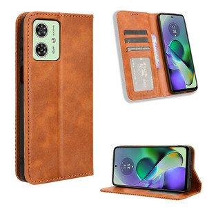 Étui en cuir portefeuille à boucle magnétique et motif rétro pour Moto G54 5G - Product Image 1