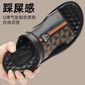 รองเท้าแตะแบบสวมสำหรับผู้ชาย สีน้ำตาล สไตล์ลำลอง เหมาะสำหรับใส่ไปเที่ยวชายหาด สไตล์วัยรุ่น - Product Image 3