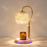 Lampe chauffe-cire électrique en forme de dôme exquis avec abat-jour en cristal diamanté, pour table, décoration intérieure, chambre à coucher
