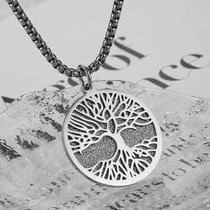 Collar con Colgante <span class=keywords><strong>de</strong></span> Acero Inoxidable <span class=keywords><strong>de</strong></span> Dos Piezas con Oración <span class=keywords><strong>de</strong></span> Serenidad y Árbol <span class=keywords><strong>de</strong></span> <span class=keywords><strong>la</strong></span> <span class=keywords><strong>Vida</strong></span> Recortado - Product Image 2