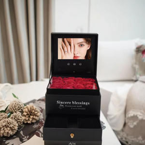 Luxe 4.3 Inch Lcd-Scherm Stijve Doos Ring Sieraden Rose Bloem Verpakking Custom Video Geschenkdoos Met Lade - Product Image 2
