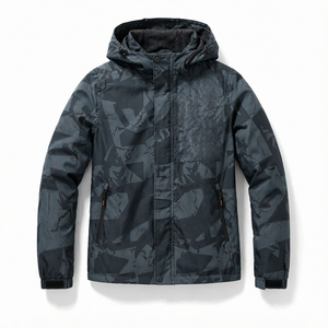 <b>Men's</b> Hooded Windproof Casual <b>Jacket</b> with Zipper Closure Removable Hat <b>Camo</b> Pattern - Product Image 1