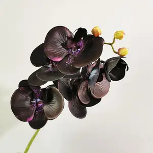 Y-H085 Nouvelle arrivée latex orchidées artificielles 6 tête arrangement Artificiel blanc gris noir Fleurs D'orchidées