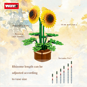 WOMA Brick Sunflower Building Blocks Flowerpot Set 739 Pieces ABS Plastic Construction <b>Toy</b> (#11350) - Product Image 6