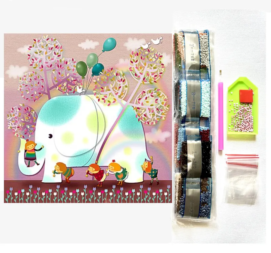 Lage Prijs Diamant Painting Kits Abstracte Roze Olifant Diy Schilderij En Muurkunst Voor Huisdecoratie