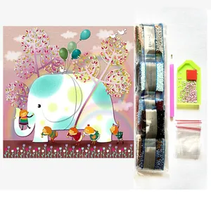 5D Full Drill Diamond Painting And Wall Art Kits For Kids Customized And Adults Abstract Pink Elephant For Home Hotel Decoration