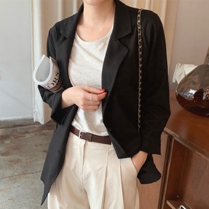 OEM Slim Fit <span class=keywords><strong>Blazer</strong></span> für Frauen Custom Baumwolle Langarm Jacken mit Knopf Dekoration All-Match Casual Fashion Tops Hot <span class=keywords><strong>Sale</strong></span> - Product Image 5