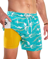 Shorts de plage en polyester pour hommes avec logo personnalisé, extensibles dans 4 directions, séchage rapide, protection UV, taille élastique, imprimé léopard rayé