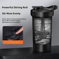 Shaker électrique entièrement automatique avec compartiment séparé pour poudre protéinée, bouteille en plastique pour la musculation et la salle de sport