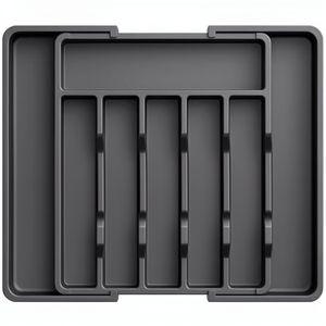 Organizzatore Espandibile e Regolabile per <span class=keywords><strong>Cassetti</strong></span> Portaposate <span class=keywords><strong>con</strong></span> 7 Scomparti, Salvaspazio per Cucina, Nero - Product Image 1
