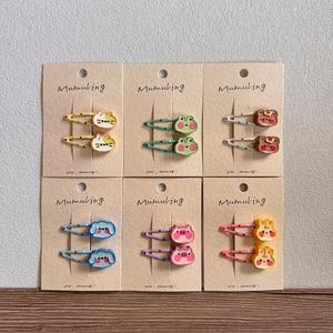 Barrettes à cheveux en plastique pour enfants, mignonnes, motif dessin animé, écologiques, colorées à pois, pour bébés, 5*3.5cm, pour cheveux lâches - Product Image 1