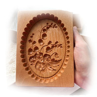 Emporte-pièce en bois d'acajou pour biscuits - Moule à biscuits en bois - Outil de pâtisserie pour biscuits et gâteaux en forme de fleurs