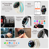 Montre connectée avec moniteur de pression artérielle, pompe à air 530 mAh, analyse de la santé cardiaque ECG, capteur de SpO2 au doigt, capteur de qualité médicale