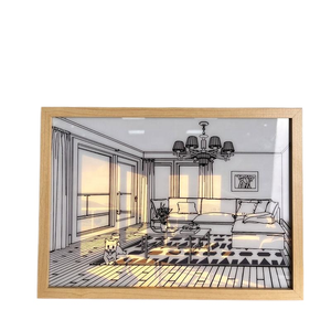 إطار صور خشبي من الألياف متوسطة الكثافة (MDF) مضيء بتقنية LED صديق للبيئة مع ظل الشمس، قابل لإعادة الشحن عبر USB، تصميم عصري لتزيين جدران غرفة المعيشة - Product Image 6