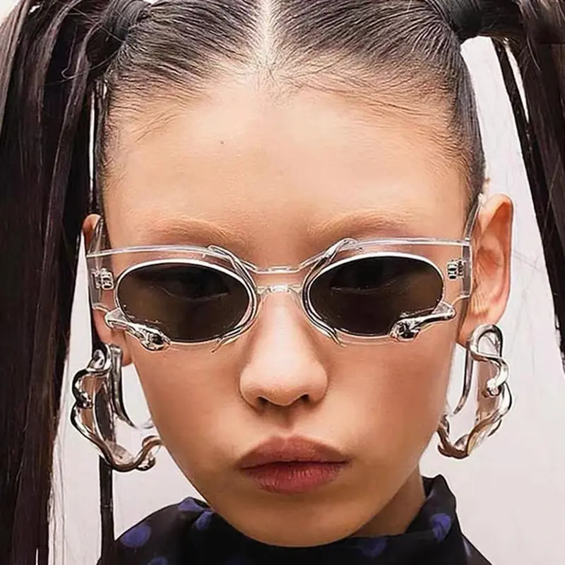 2024 Fashion Custom Logo New Sunglasses Frame Y2K Style Brand Designer Small Frame Sun Shades Snake Sunglasses Frame For Man