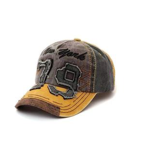 Bán buôn New York 79 thêu sunhat cổ điển khối màu rửa bông denim đau khổ thoáng khí có thể điều chỉnh Mũ bóng chày - Product Image 3