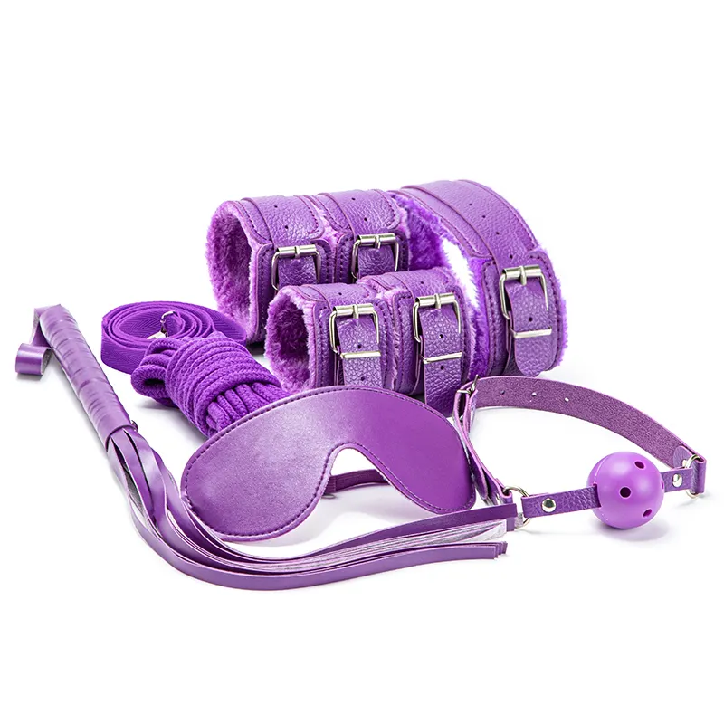 Sex Game China Factory Sex Toys 7 Pcs/Set Leather Kit Restraints Handcuffs Whips Collar BDSM Bondage