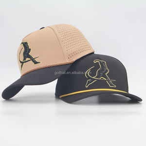 Waterproof Baseball <b>Cap</b> Custom 5 Panel 3D Embroidery Logo Laser Cut Hole Perforated <b>Caps</b> Performance Sports Golf Hats - Product Image 1