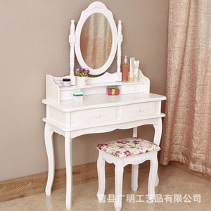 European Style <b>Dressing</b> <b>Table</b> White <b>With</b> Mirror And Stool <b>Storage</b> Bedroom Makeup Vanity - Product Image 1