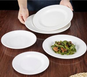 จานอาหารเมลามีนสีขาวล้วนสำหรับร้านอาหาร พร้อมโลโก้สั่งทำได้ - Product Image 4