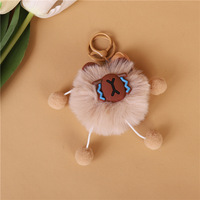 Porte-clés de voiture en peluche ours de dessin animé tendance, semi-fait main, pendentif de sac, petit cadeau pour sac à dos d'enfant