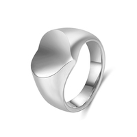 Bague en acier inoxydable ShuoyeW 12 mm, forme cœur, finition brillante argent, noir, or, gravure laser, modèle 611