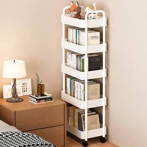 5-Tier Narrow Rolling <strong>Storage</strong> Cart Slim Mobile Metal Utility Shelving <strong>Unit</strong> Organizer for <strong>Kitchen</strong> Bathroom Laundry Bedroom - Product Image 1