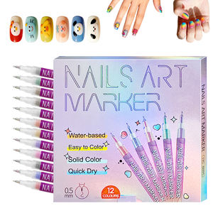 Stylo de vernis à ongles acrylique 12 couleurs à marque privée, couleur unie, séchage rapide, kit d'outils professionnels pour nail art, marqueurs pour nail art - Product Image 1