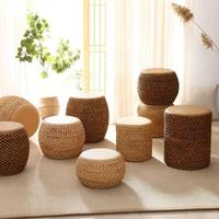 Pouf moderne en rotin tressé DISHI, tabouret antidérapant pour changer de chaussures, pour la maison, le salon, le canapé, style tatami, ottoman