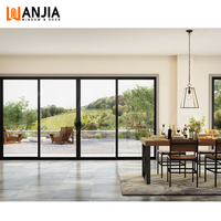 WANJIA Design moderne extérieur balcon aluminium porte coulissante en verre cadre extrêmement étroit grande vue ouverture latérale fini