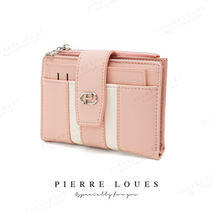 Portefeuille court à fermeture éclair pour femme avec porte-monnaie, plusieurs emplacements pour cartes, design à boucle bicolore, usage quotidien, marron - Product Image 5
