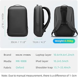 Venta al por mayor multifunción ordenador <span class=keywords><strong>mochila</strong></span> de gran capacidad recargable estudiante bolso impermeable Oxford cremallera para negocios - Product Image 6