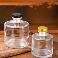 Bouteille en verre ronde transparente extra large de 500 ml, 1000 ml, 1 litre pour diffuseur de parfum d'ambiance et d'aromathérapie domestique avec bouchon en liège