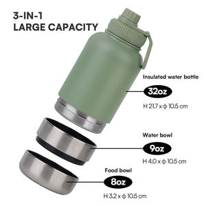 Elecpet OEM Custom Design 3In 1 Style Outdoor <strong>Dog</strong> Water Bottle &amp; Travel Pet Feeder <strong>Bowl</strong> <strong>Set</strong> 1000ml Stainless Steel With 2 <strong>Bowls</strong> - Product Image 4