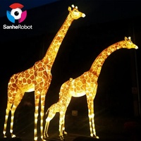Riesige Outdoor-Giraffen-Laterne aus Chinesischem Seidenstoff als Tierfigur-Beleuchtung für Weihnachten & Festliche Gartendekoration