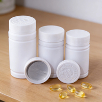 Flacon de stockage pharmaceutique rond en plastique pour pilules et comprimés, avec bouchon sécurité enfant, disponible en 100ml, 120ml, 150ml, 225ml, 300ml