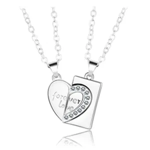 BY-99 Unisex Jewelry Valentine's Day Gift Alloy Crystal Forever Love Heart Pendant Magnetic Attraction Couple Necklace