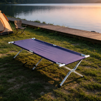 Lit de camping pliable pour une personne facile à transporter, tissu Oxford 600D, cadre en alliage d'aluminium, sac de rangement pour le camping en plein air et les situations d'urgence