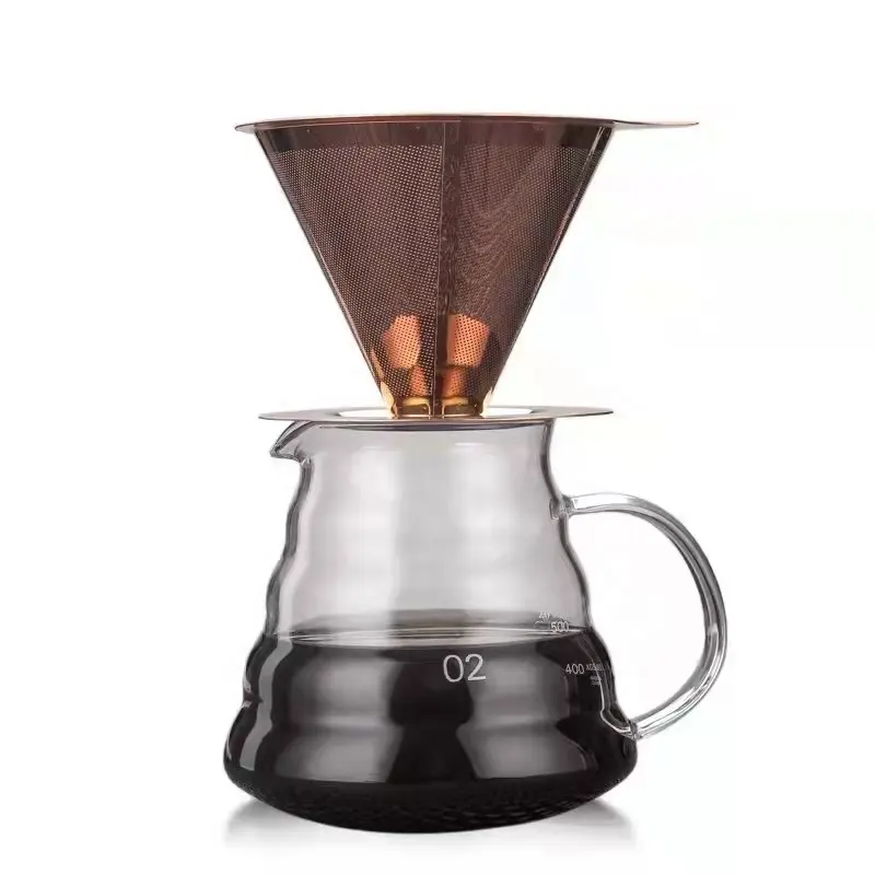 コーヒーメーカーは水を加熱しますコーヒーフィルターバッグ4カップステンレス鋼フィルター付きガラスコーヒーポットポータブルガラスケトル透明