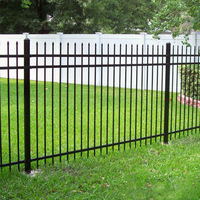 Valla de acero para exteriores para jardín, valla de piquete ornamental de Metal, valla de acero galvanizado para escuelas/parques con rejilla decorativa superior
