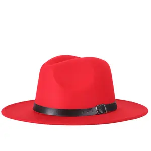 متعدد الألوان قبعة مصنوعة من الصوف قبعة بحافة واسعة القبعات الجملة مع الفرقة